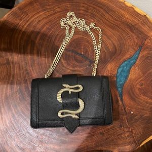 Express Faux Leather Crossbody Bag with Snake Detail